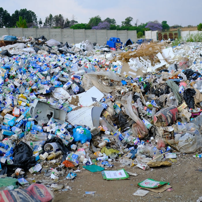 a large pile of trash