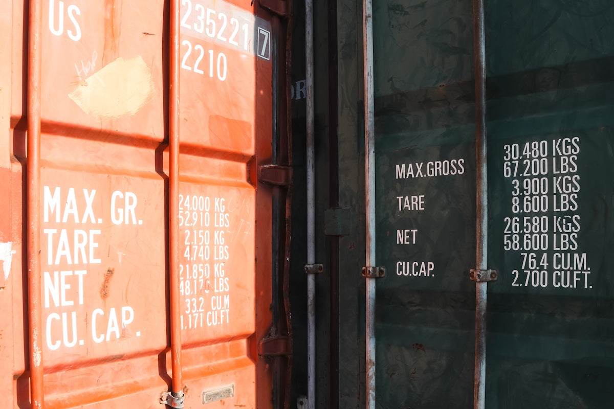 A close up of a bunch of cargo containers