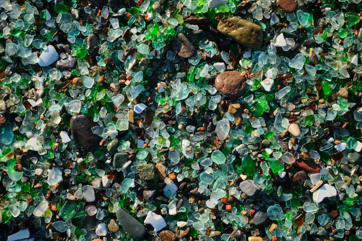 A close up of a bunch of broken glass