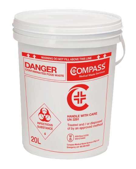 Medical food waste container for compliant disposal”