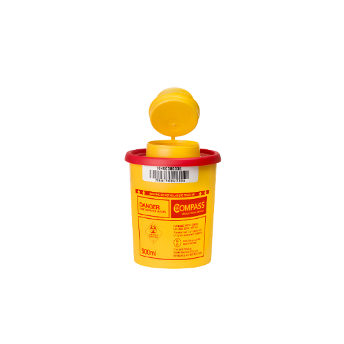 500ml sharps container with medical waste disposal for needles and lancets