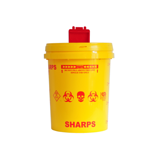 25L sharps container with medical waste disposal for high-volume sharps waste